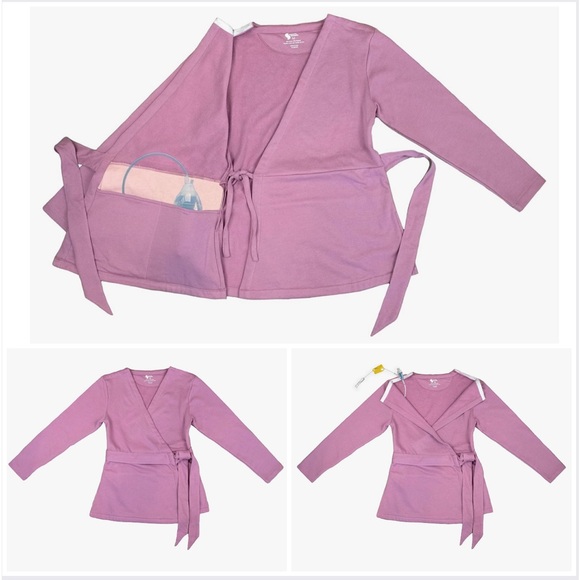 NWT Spoonie Threads French Terry Chemo Post-Surgery Access Wrap Top Women's M - Picture 1 of 14